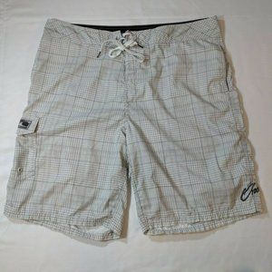 O'Neill Cream Beige Chequered Board Shorts Size 38